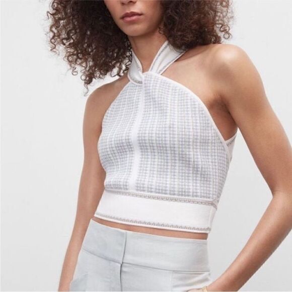 Club Monaco NWT Raeni Halter Knit Top
Blue/White X-Large - Picture 3 of 10